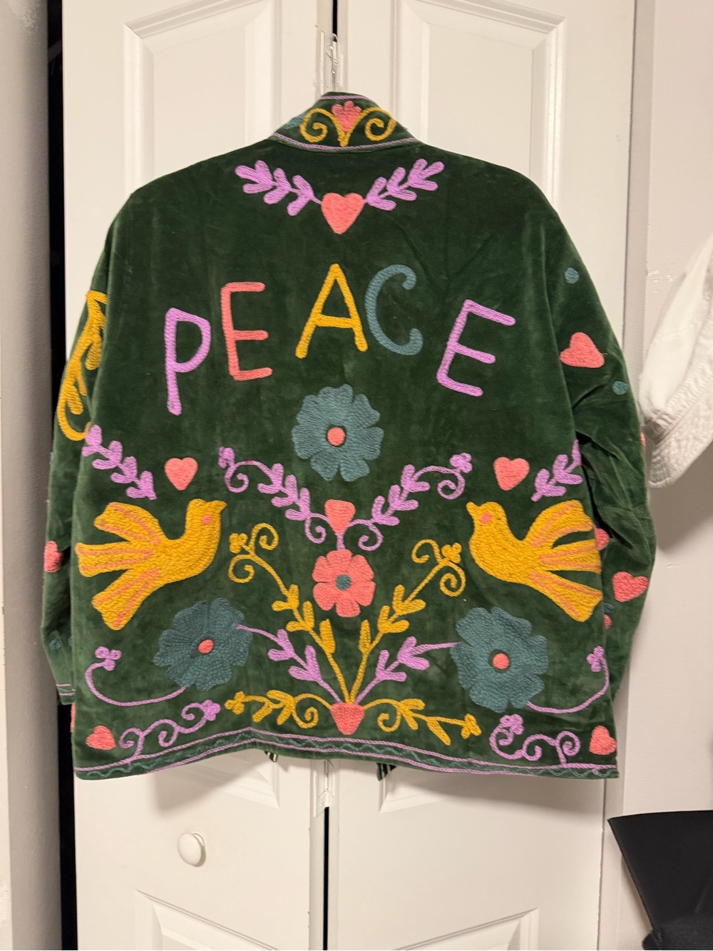 Green Velvet Suzani Embroidered Jacket - Picture 2 of 3